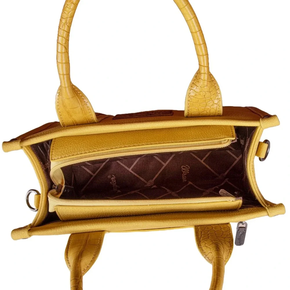 🎈HP🥳🎉 Wrangler Ladies Croc Concealed Carry Mustard Crossbody Tote Bag - Picture 5 of 6
